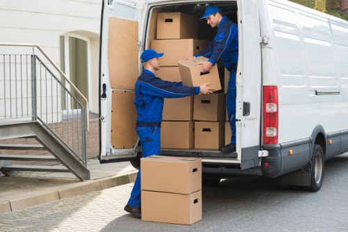 Secure loading of a piano into a removals vehicle for an Edgware move