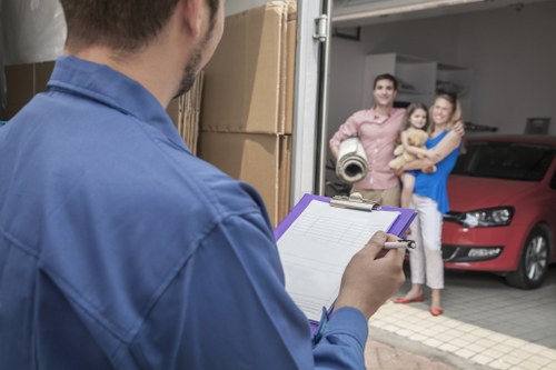 Household items loaded into a removal van in Edgware
