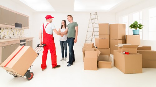 Packing and labelling office equipment for a commercial move