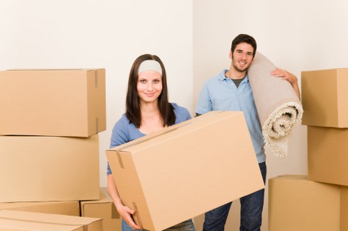 Worker using protective equipment during a moving job