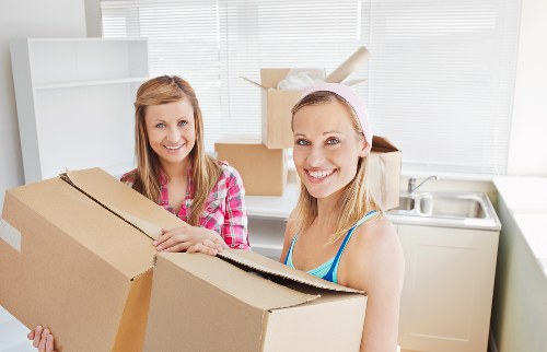 Packed boxes and furniture ready for transport during an Edgware removal
