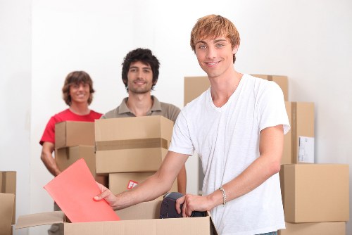 Office furniture and equipment prepared for a local business move