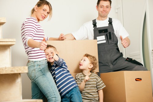 Preparing boxes and furniture for a home move in Edgware
